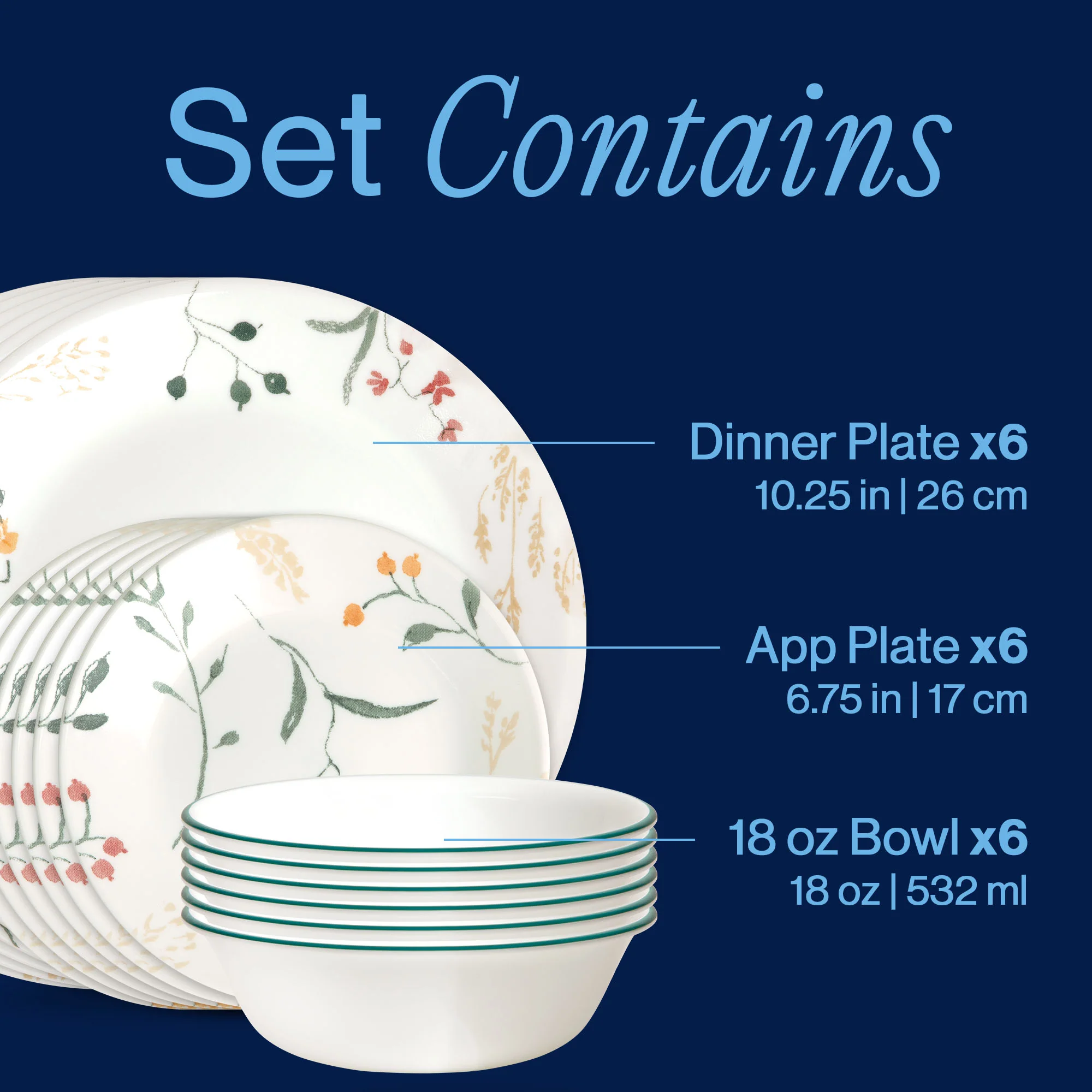 Corelle® Wildflower Scatter 18-piece Dinnerware Set, Service for 6 - Image 3